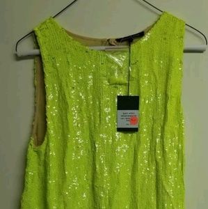 Marissa Webb Sequin Neon Yellow Sleeveless Blouse!
